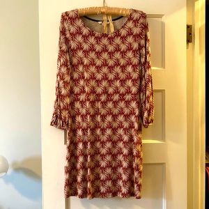 Boden rust and cream palm frond pattern tunic, 3/4 sleeves